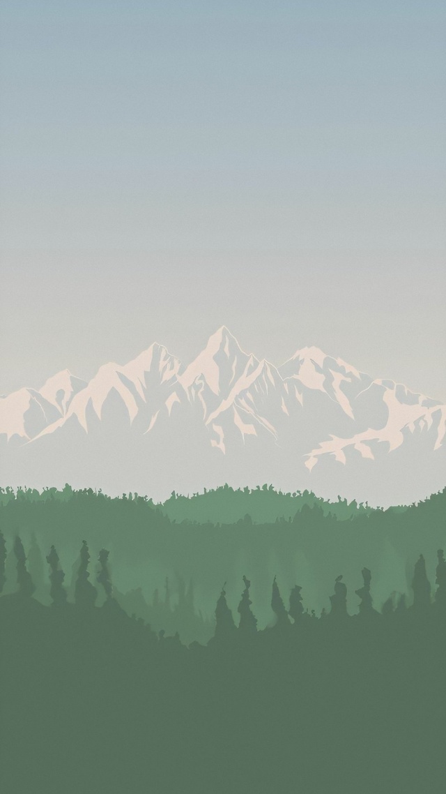 卡通風景 山脈 森林 天空