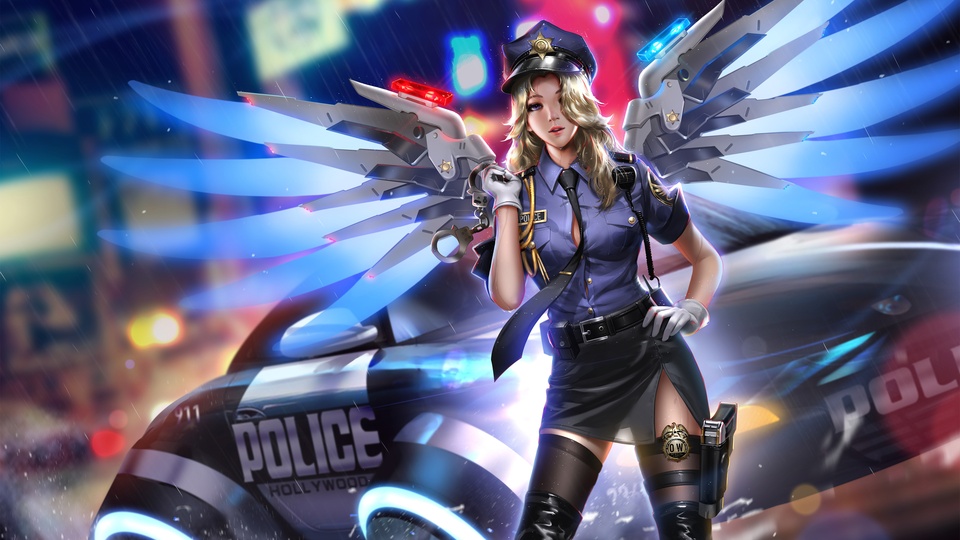 守望先鋒 美女警察 天使4k壁紙壁紙
