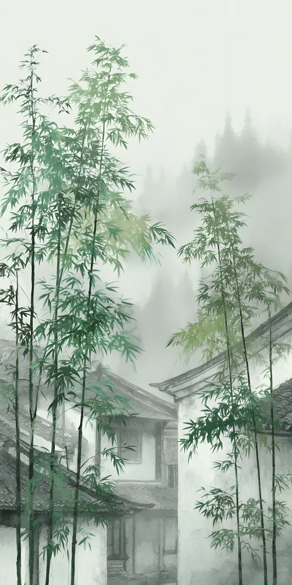 煙雨江南 竹影婆娑中的徽派建築