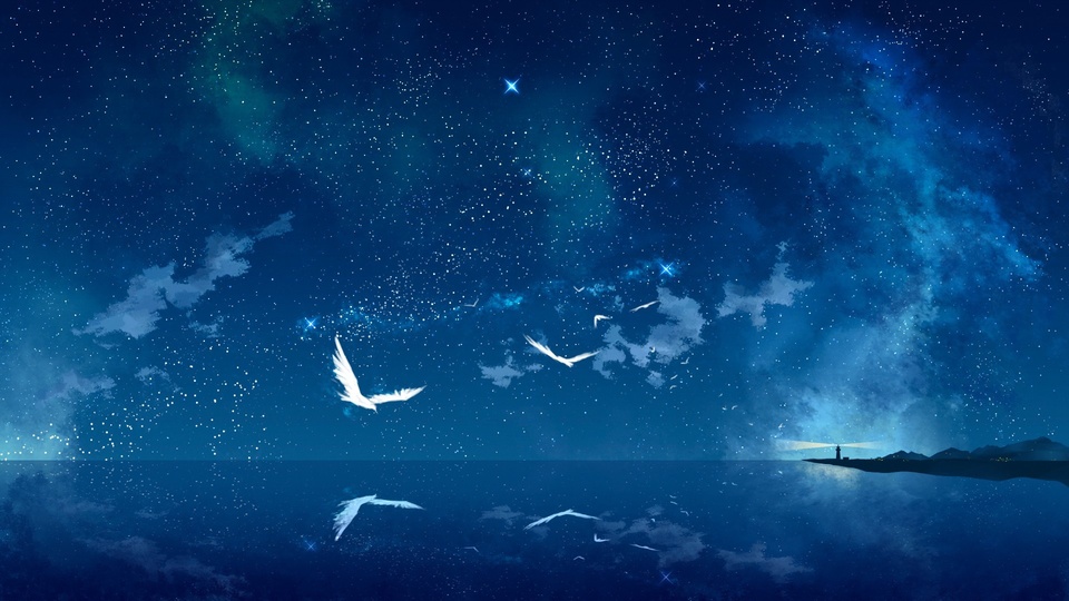 星空 二次元 意境 動漫卡通壁紙