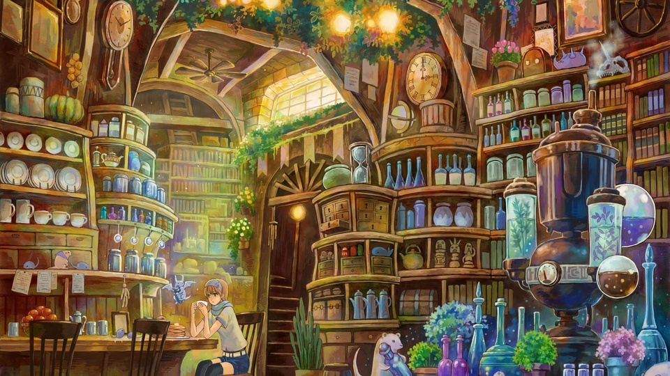 動漫 書店 彩繪 清新 唯美壁紙