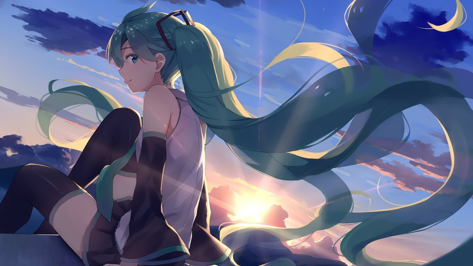 VOCALOID 初音未來 女孩 長髮 天空 動漫壁紙壁紙