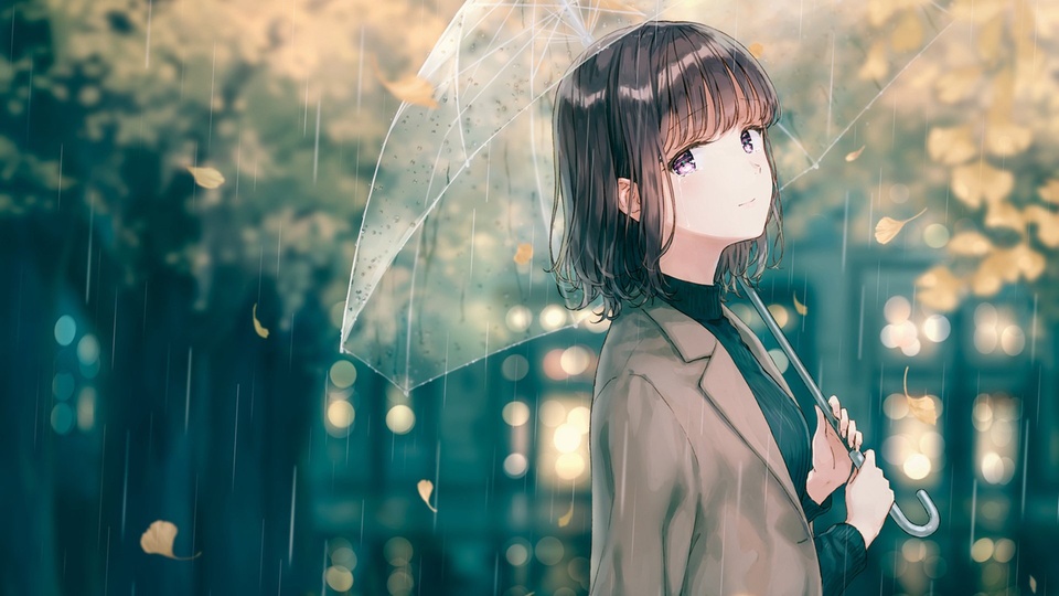 卡通人物 二次元 雨傘 下雨 動漫卡通壁紙