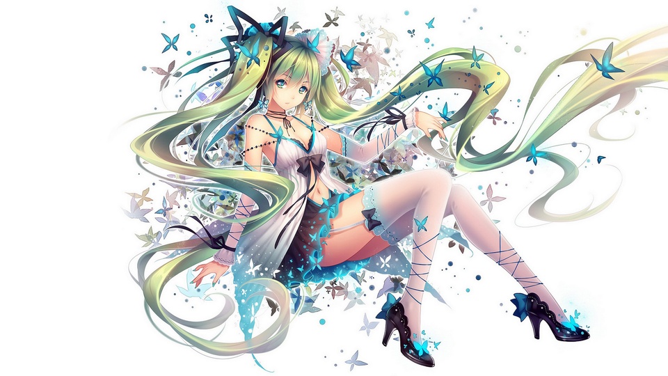 初音未來 VOCALOID 漂亮美少女 蝴蝶 美麗夢幻 好看動漫壁紙壁紙